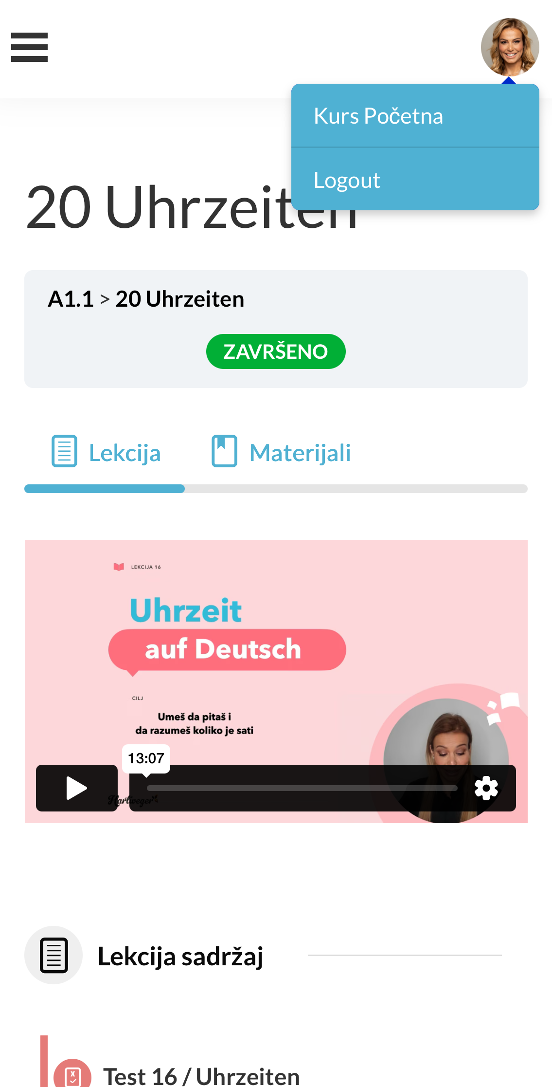 Hartweger platforma — video  
  lekcija nemačkog jezika